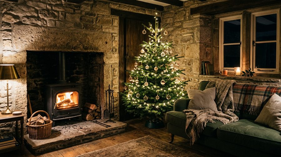 Many Christmas cottages around Alnwick come decorated, with the tree up and the fire laid